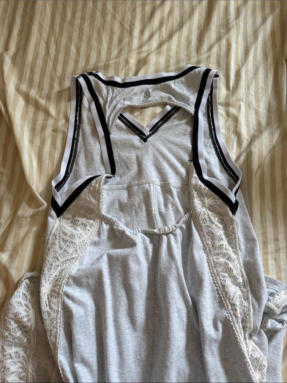 Free people Light Gray Knit Jumpsuit with Lace Trim - Picture 4 of 4